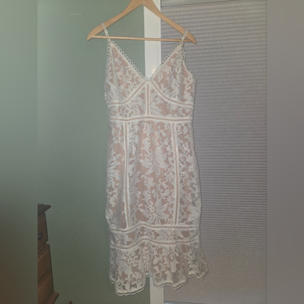 Lulu's Cream Lace Midi Dress